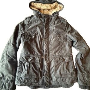 Black Aritzia-TNA Hooded Jacket with Faux Fur Lining